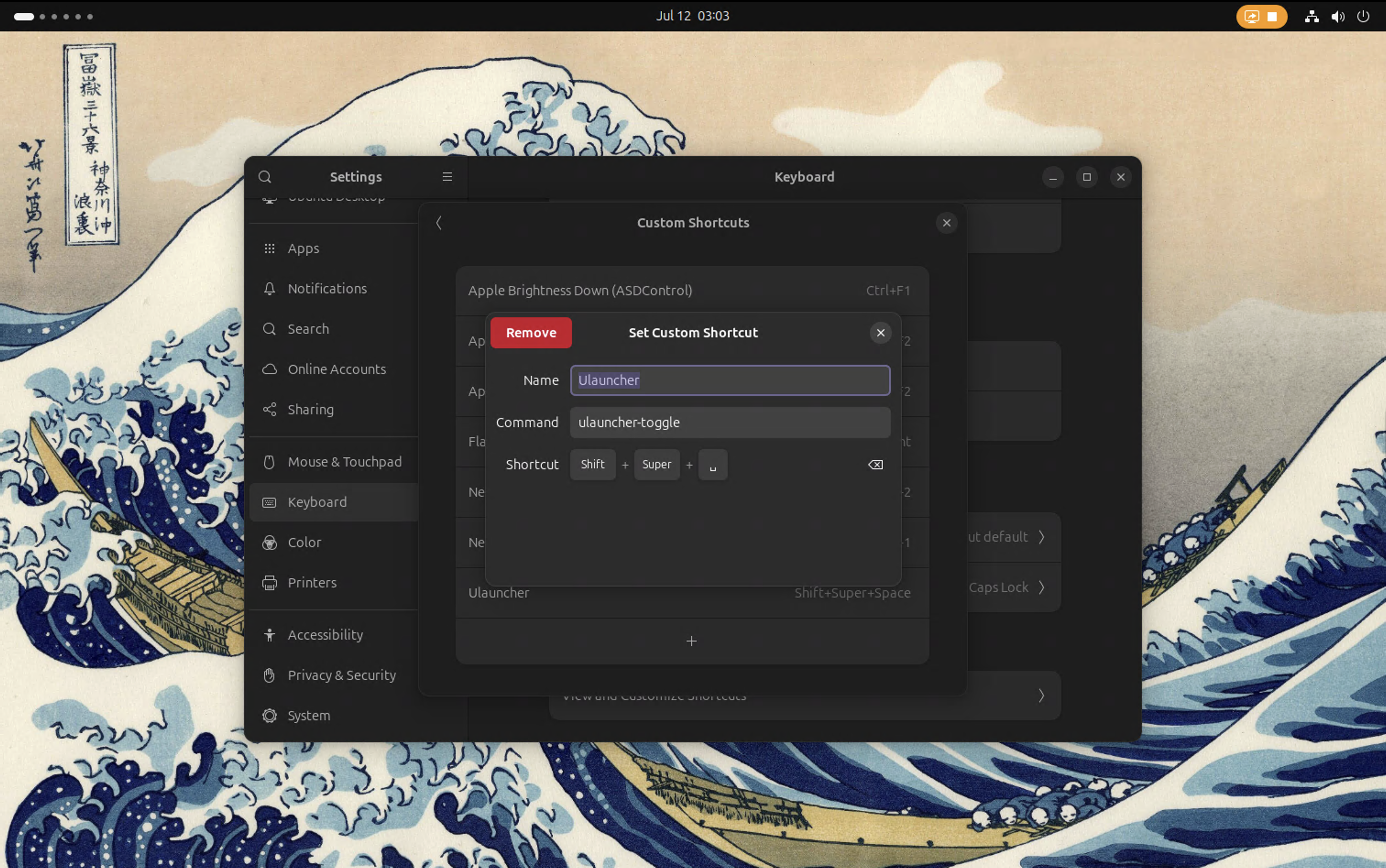 Shortcut Settings